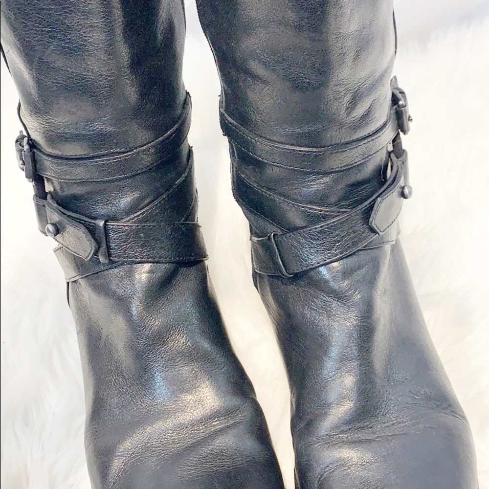 Via Spiga Gabrielle Black Knee Boots Buckle Detail size 7 - Picture 13 of 16
